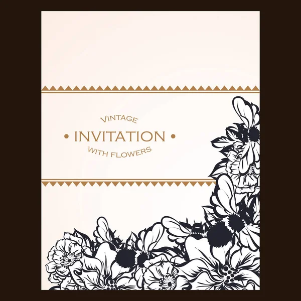 Cartes d'invitation de fleurs de style vintage — Image vectorielle