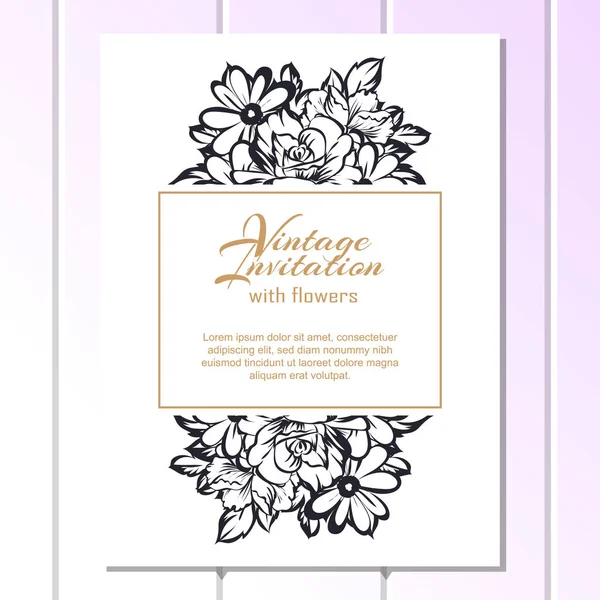 Vintage stijl floral uitnodigingskaart — Stockvector