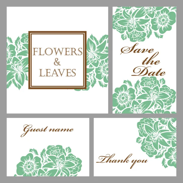 Einladungskarten mit floralen Elementen — Stockvektor