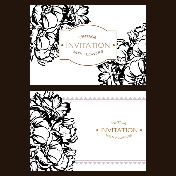 Tarjetas de invitación de boda floral vintage — Vector de stock