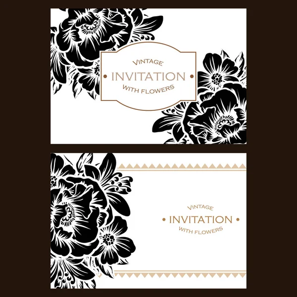 Cartes d'invitation de fleurs de style vintage — Image vectorielle