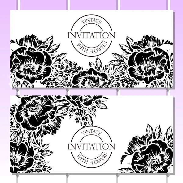 Vintage style flower  invitation cards — Stock Vector