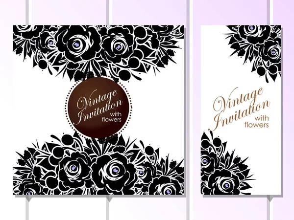 Vintage style flower  invitation cards — Stock Vector