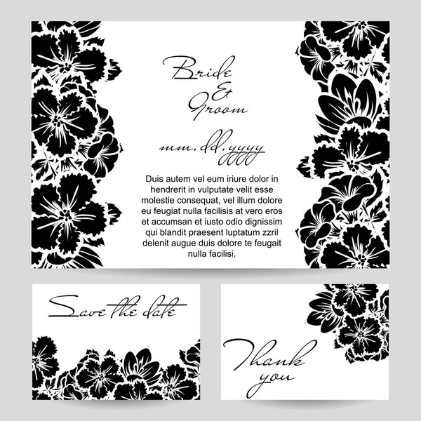 Cartões de convite com elementos florais — Vetor de Stock