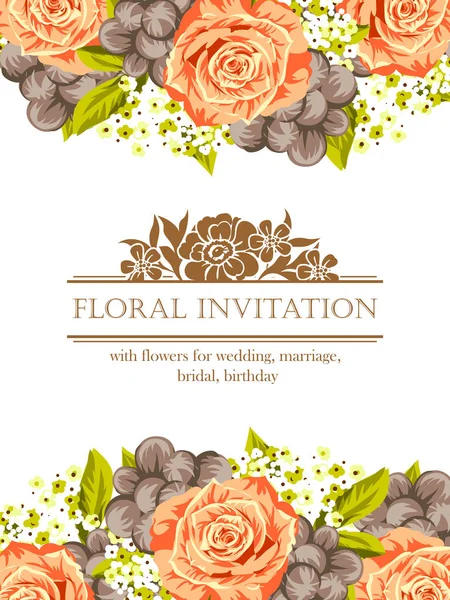 Vintage-Stil florale Einladungskarte — Stockvektor