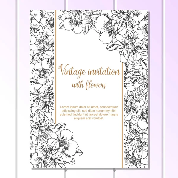 Vintage-Stil florale Einladungskarte — Stockvektor