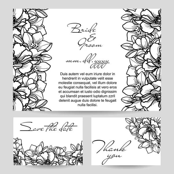 Vintage floral convite cartões — Vetor de Stock