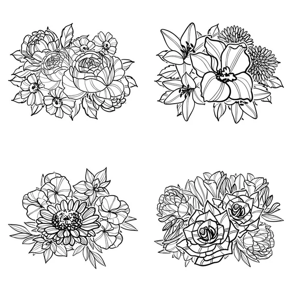 Bouquets de fleurs colorées — Image vectorielle