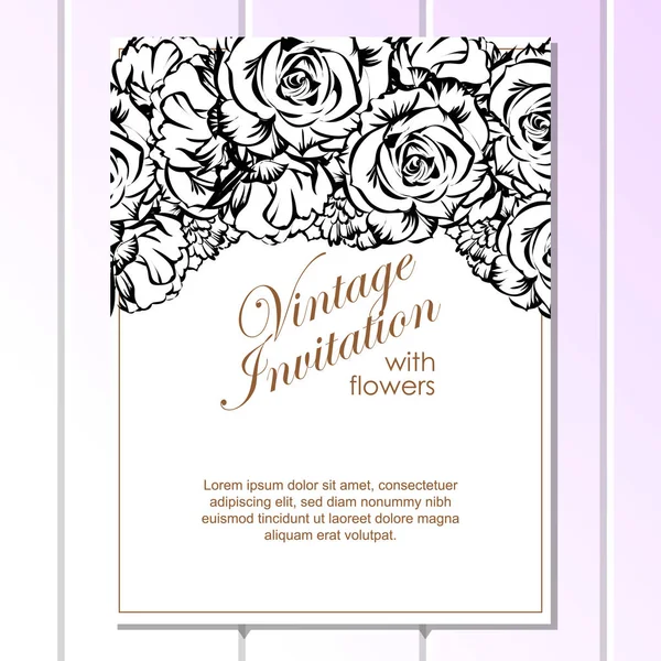 Vintage style floral invitation  card — Stock Vector