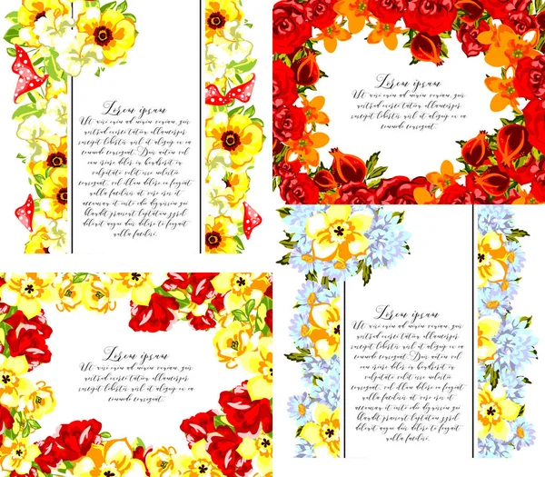 Cartes d'invitation de fleurs de style vintage — Image vectorielle