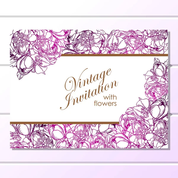 Στυλ vintage floral προσκλητήριο — Διανυσματικό Αρχείο