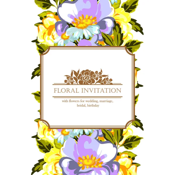 Vintage style floral invitation card — Stock Vector