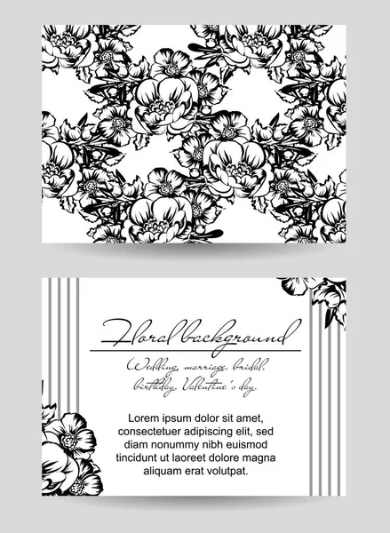Tarjetas de invitación floral vintage — Vector de stock