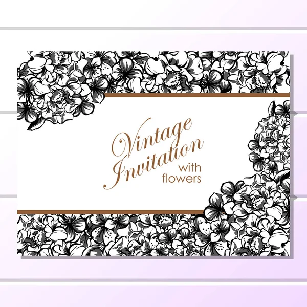 Carte d'invitation florale style vintage — Image vectorielle