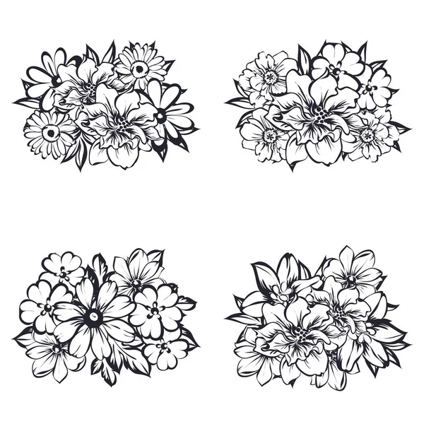 Set de bouquets de fleurs — Image vectorielle