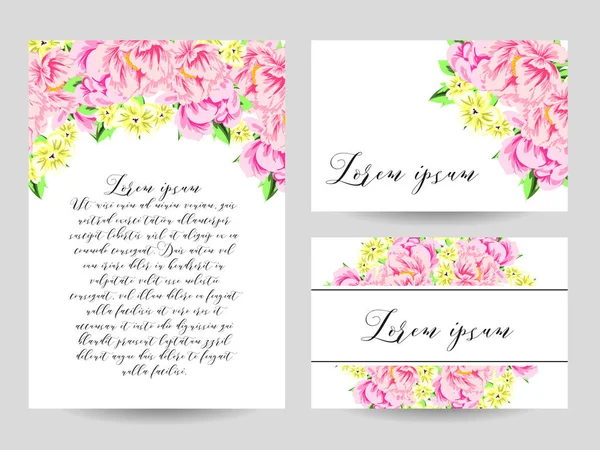 davetiye kartlarla çiçek öğeleri