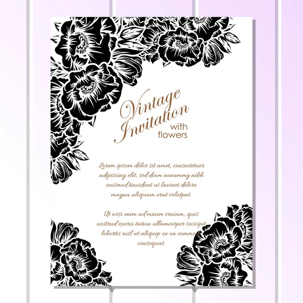 Cartão de convite floral estilo vintage —  Vetores de Stock
