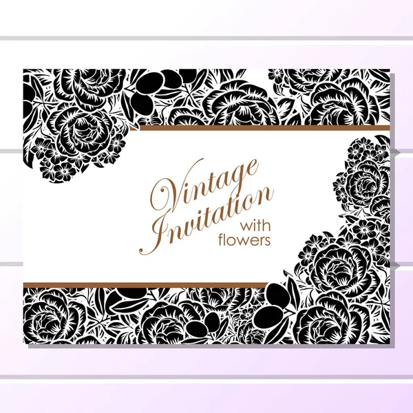Cartão de convite floral estilo vintage — Vetor de Stock