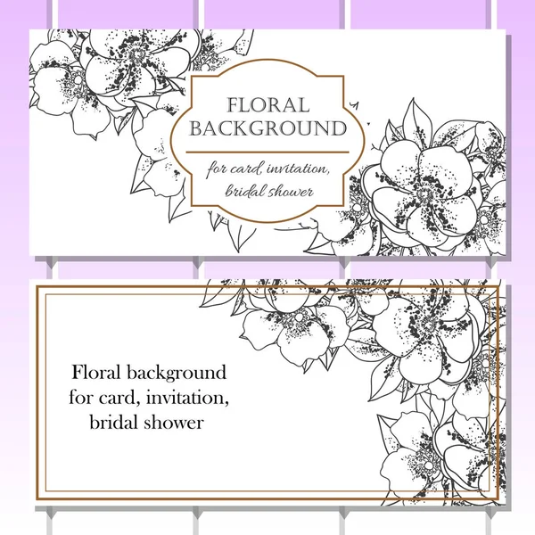 Cartes d'invitation de fleurs de style vintage — Image vectorielle