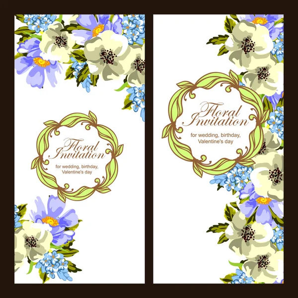 Tarjeta de invitación de boda floral vintage — Archivo Imágenes Vectoriales