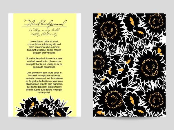 Tarjetas de invitación floral vintage — Vector de stock