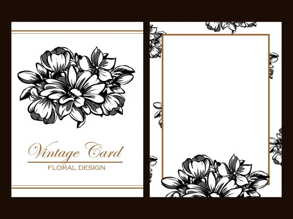 Vintage style flower  invitation cards — Stock Vector