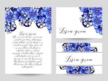 davetiye kartlarla çiçek öğeleri