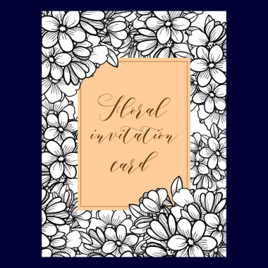 Vintage tarzı çiçek davetiye
