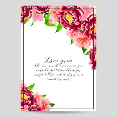 çiçek düğün davetiye kartı