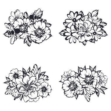 Çiçek buketleri seti