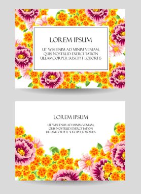 davetiye kartlarla çiçek öğeleri