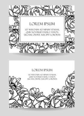 davetiye kartlarla çiçek öğeleri