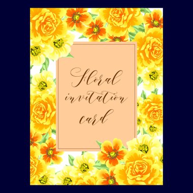 Vintage tarzı çiçek davetiye