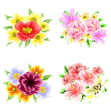 renkli çiçek buketleri