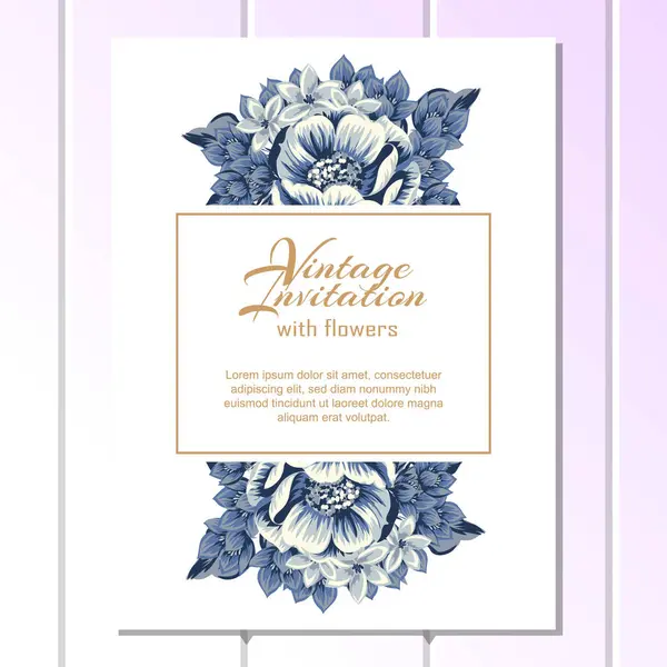 Vintage stijl floral uitnodigingskaart — Stockvector