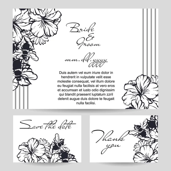 Vintage floral uitnodigingskaarten — Stockvector