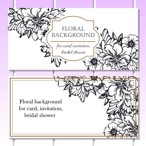 Cartes d'invitation de fleurs de style vintage — Image vectorielle