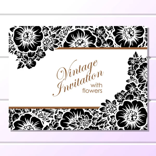 Cartão de convite floral estilo vintage — Vetor de Stock