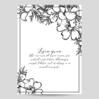 çiçek düğün davetiye kartı