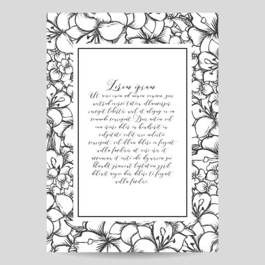 çiçek düğün davetiye kartı