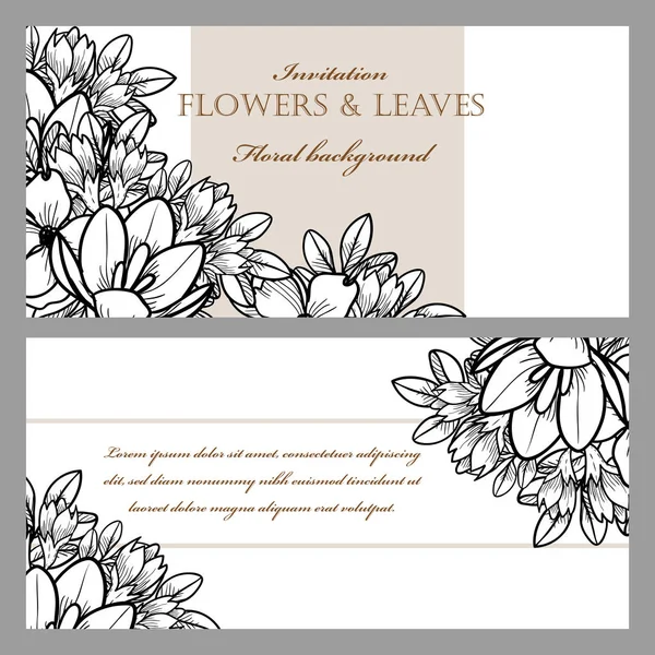 Çiçek düğün davetiye kartı — Stok Vektör