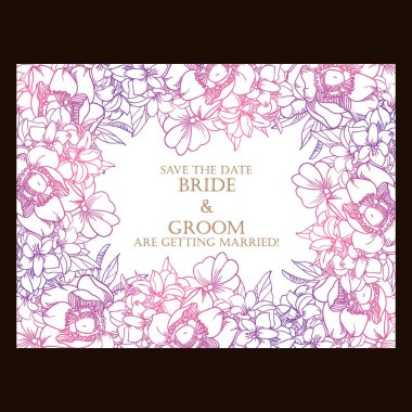 çiçek düğün davetiye kartı