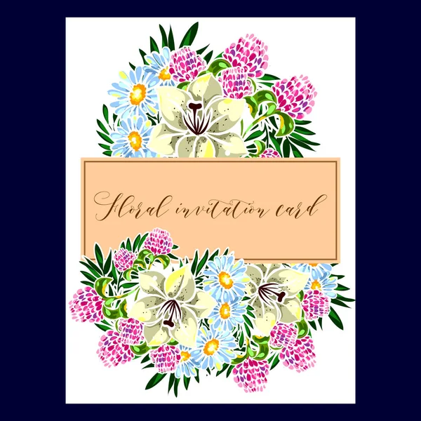 Tarjeta de invitación floral tierna — Archivo Imágenes Vectoriales