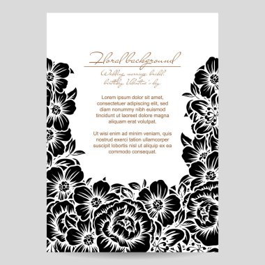 çiçek düğün davetiye kartı