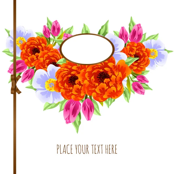 Tarjeta de invitación floral tierna — Vector de stock