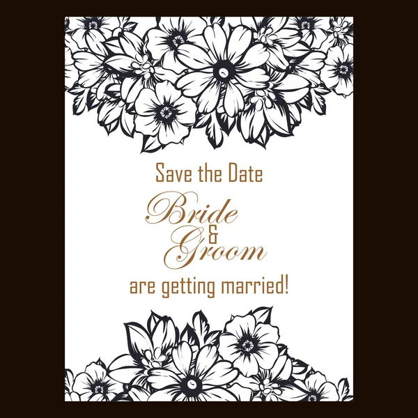 Tarjeta de invitación de boda floral vintage — Archivo Imágenes Vectoriales