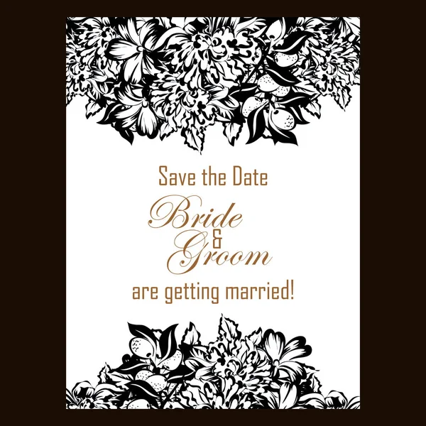 Tarjeta de invitación de boda floral vintage — Archivo Imágenes Vectoriales