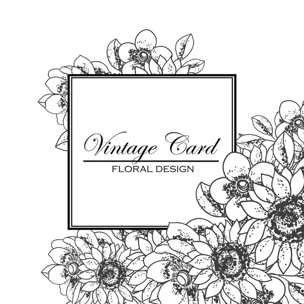 Vintage Blumen Hochzeitseinladungskarte — Stockvektor