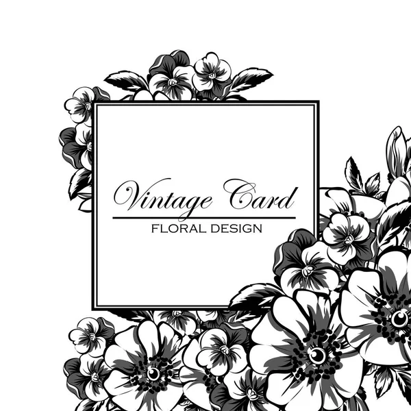 Vintage Blumen Hochzeitseinladungskarte — Stockvektor