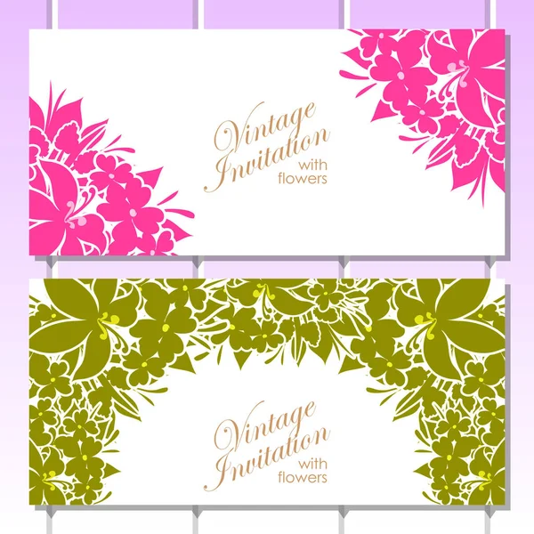 Tarjeta de invitación de boda floral vintage — Vector de stock
